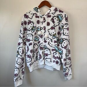 Hello Kitty Hybrid Apparel Fleece Zip-Up Hoodie XS – Sanrio All Over Print
